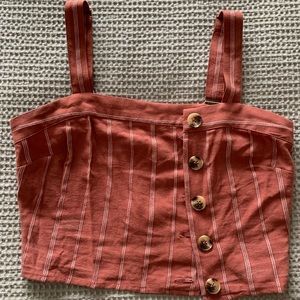 Coral button crop top